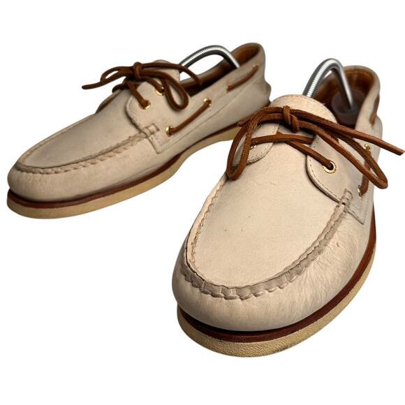 Sperry Top Sider Gold Cup Leather Boat Shoes Men 11.5 M Ivory White Non Marking - Picture 1 of 16